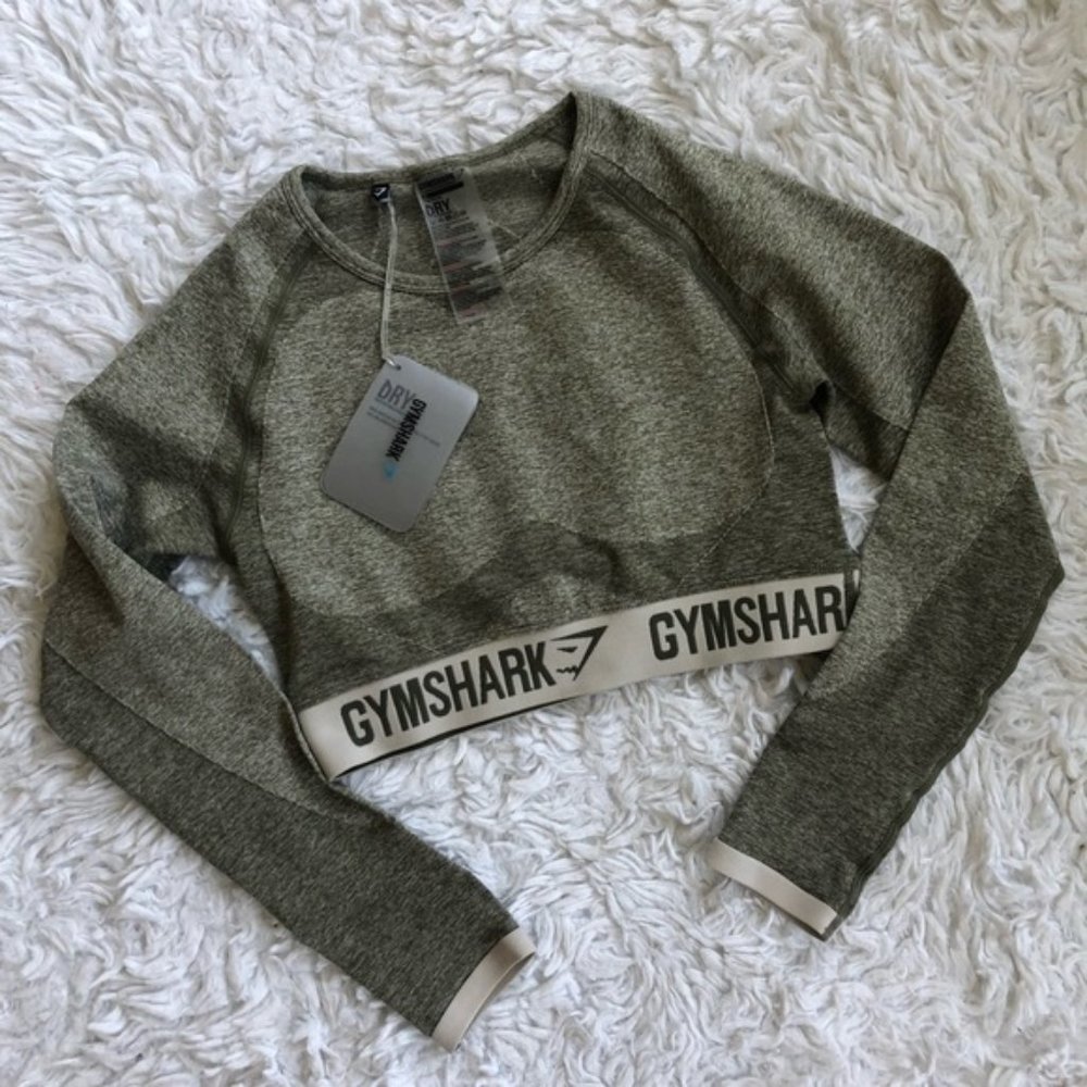 Gymshark Flex Crop Top in Khaki